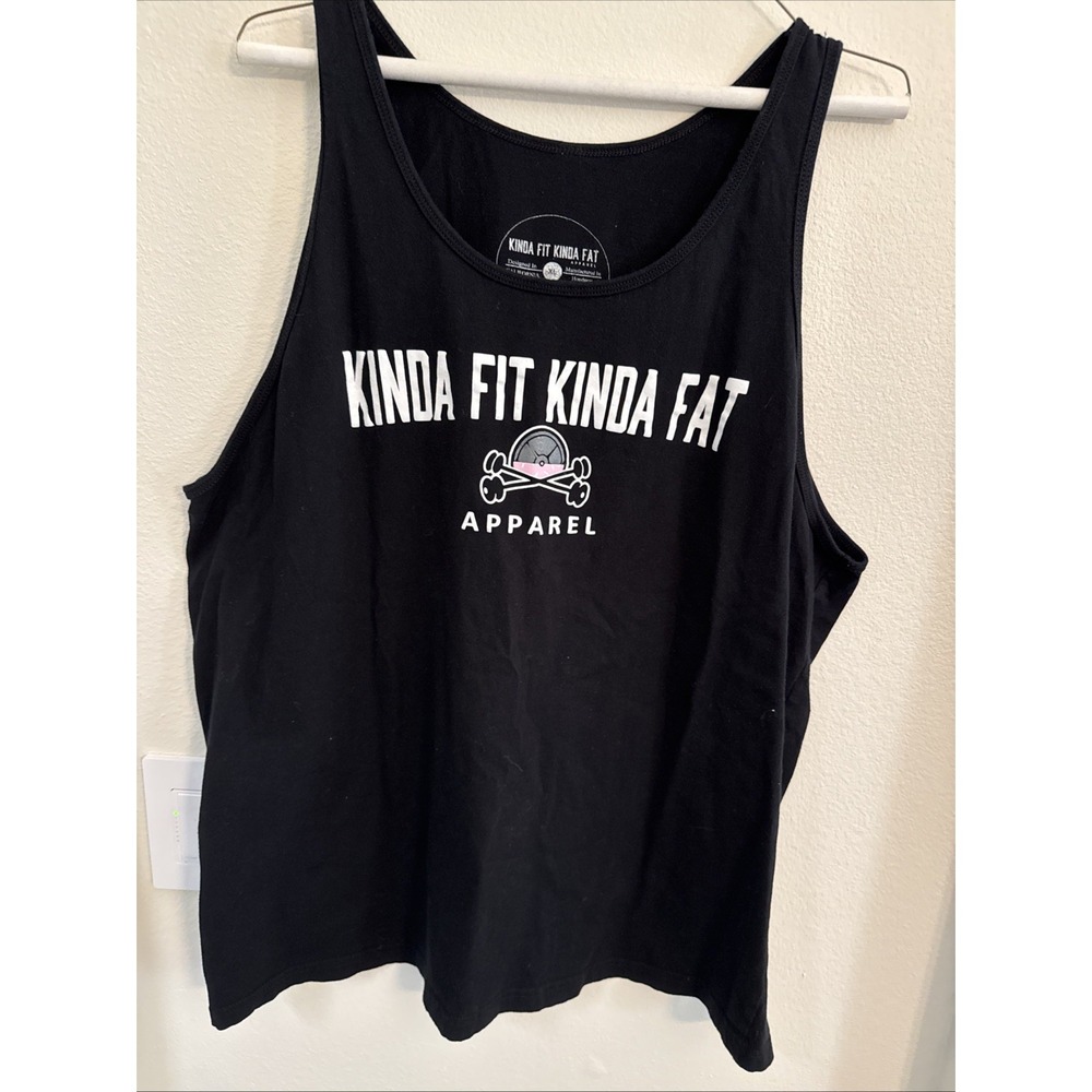 Kinda Fit Kinda Fat Black shirt Men's‎ Tank Gym Beach Work Out Weights Size XL